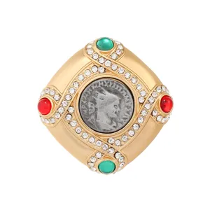 Broche carrée géométrique en strass baroque vintage rétro pièce cristal bijoux