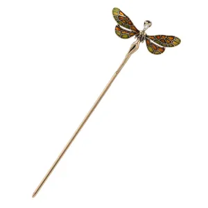 Vintage Enamel Elf Hairpin Unique Copper Rod Hair Stick Minimalist Hair Accessories Main