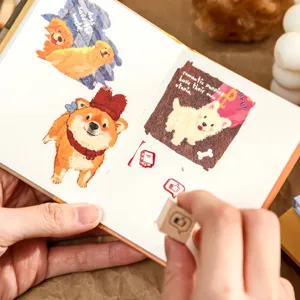 A7 cute puppy diary notebook with stickers and stamp design, perfect for daily journaling and notes.