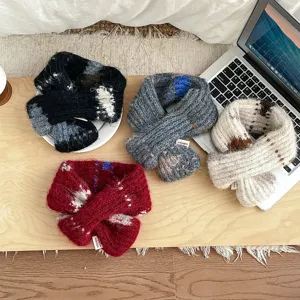 Kinder farbblock gestrickter wolle schal herbst winter warm flauschig halswärmer kinderbekleidung