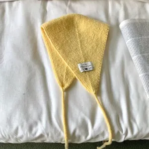 Winter koreanischer Stil gestrickte Ohrenwärmer Ohrenschützer mit Bändern gemütlich gelb