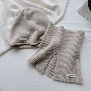 Conjunto de gorro y bufanda de lana acogedor para mujer, estilo coreano otoño invierno.
