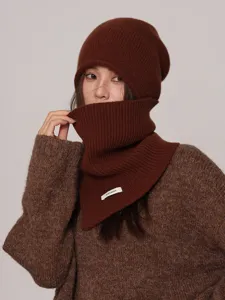 Otoño invierno pura lana gorro bufanda conjunto mujeres estilo coreano gorro cálido