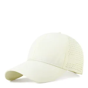 Breathable quick-drying baseball cap with side mesh holes for summer outdoor sports sun protection.