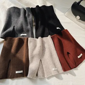 Conjunto bufanda cuello falso lana pura otoño invierno, calentador de cuello acanalado.