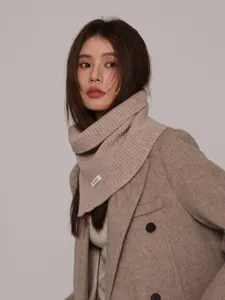 Cuello de lana tejido para mujer, bufanda de invierno cómoda, estilo de punto coreano.