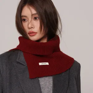 Bufanda de cuello falso de lana tejida estilo coreano, accesorio de invierno cálido, rojo.