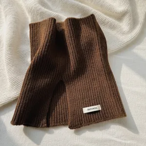Bufanda de cuello de punto de lana marrón invierno cálido elegante cuello acanalado moda