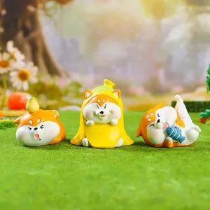 Mignon ensemble de figurines résine Shiba Inu tableau de bord voiture cadeau créatif.