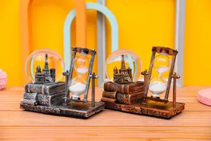 Eiffel Tower snow globe hourglass desktop ornament vintage resin book base decor timer gift