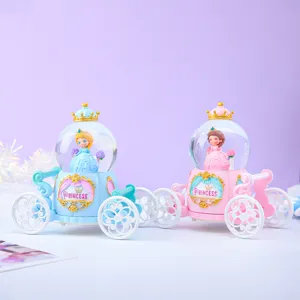 Leuk Meisjes Kinderdag Cadeau Dromerige Prinses Koets Sneeuwbol Muziekdoos Decor