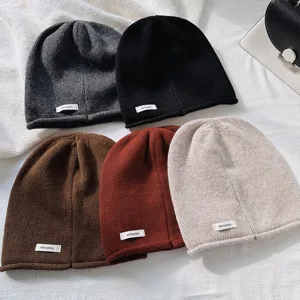 Gorro de punto 100% lana para mujer invierno cálido suave liso casual elegante sombrero.