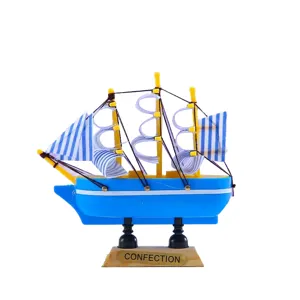 Dekoratives Segelboot Modell Miniatur blau Schreibtisch Ornament Geschenk für Heim Büro