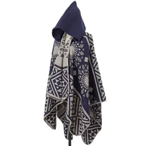 Mantello con cappuccio spaccato retro invernale da donna scialle caldo elegante da viaggio