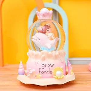 Bola de cristal océano delfín chica caja de música globo de nieve decoración regalo