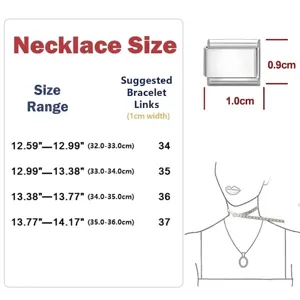 Guida alle taglie dettagliata per maglie di bracciali modulari italiani con lunghezze