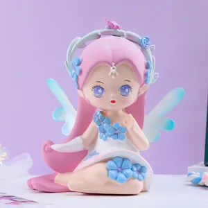 Tirelire en Vinyle Mignonne Fée des Fleurs de Rêve Grande Capacité Boîte d'Épargne Ornement de Bureau Cadeau pour Enfants Décoration de Maison