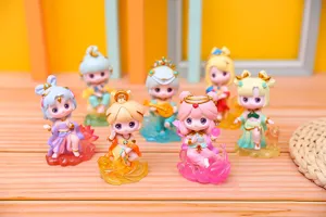 Dunhuang flying apsaras blind box resin toy figurine detail display, cute cartoon collectible.