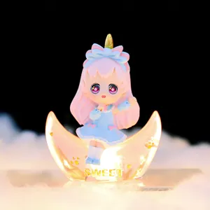 Cute anime girl figurine night light desktop ornament resin craft bedroom decor item