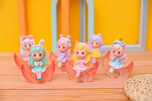 Cute moon girl resin figurine home bedroom LED night light decorative ornament cute gift