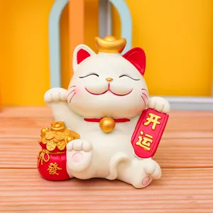 Simpatico salvadanaio gatto portafortuna, statuetta di gatto della fortuna per decorazione.