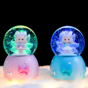 Linda caja de música con globo de nieve de zorro de nueve colas, bola de cristal mágica, regalo.