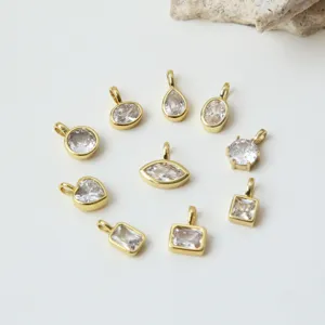Pendente Zircone Geometrico Charm DIY Placcato Oro Cristallo Gioiello Dettaglio