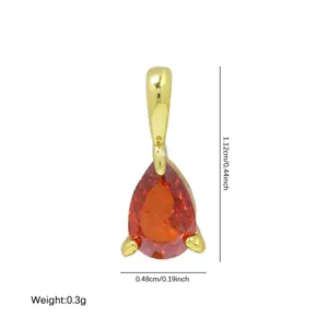 Vergoldeter Kupfer-Anhänger mit rotem tropfenförmigen Edelstein, ideales DIY-Geschenk.