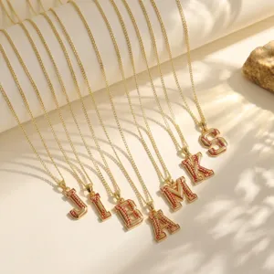 Collier Pendentif Lettre Alphabet en Laiton Émaillé Thème Baseball Sport Or Collier Initiale Personnalisé Bijoux pour Femmes