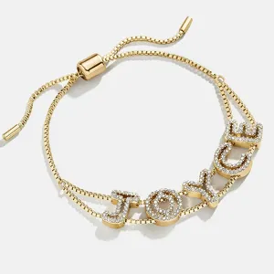 DIY 26 Letters Alphabet Pendant Bracelet Copper Zirconia Personalized Name Custom Jewelry For Women Gift