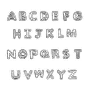 Set of 26 English Alphabet Letter Charms Brass Pave Zirconia DIY Name Bracelet Jewelry