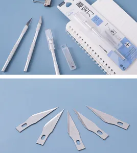Junesix 503 craft carving knife detail view, precision metal hobby knife with replacement blades.