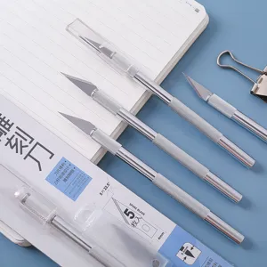 Precision craft knife set with metal handles and spare blades, ideal for hobby carving and art.