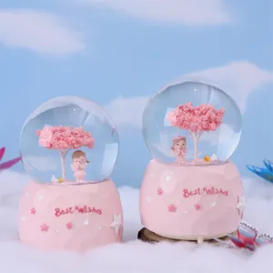 Cute angel girl snow globe crystal ball romantic couple Valentine gift home decor resin ornament