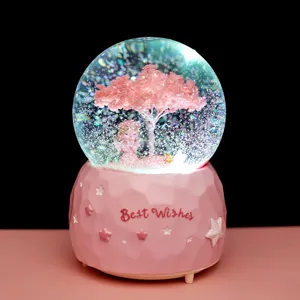 Romantic Angel Girl Snow Globe Music Box With LED Light Water Crystal Ball Home Decor Gift
