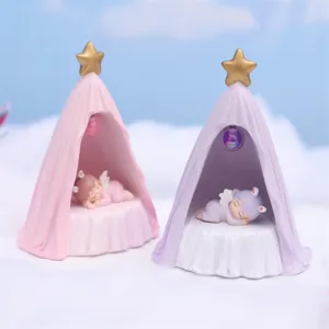 Niedliche kreative Harz schlafende Engel Zelt Nachtlicht dekorative Miniatur Ornament