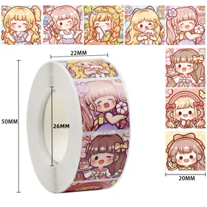 Niedliche Cartoon Mädchen Belohnungsaufkleber Rolle für Kinder, 50x22mm, tolle Deko.