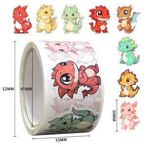 Cute cartoon dragon stickers roll for kids reward and kindergarten teacher decoration