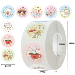 Kinderen Cartoon Dier Beloning Stickers Rol Leuke Zelfklevende Etiket Voor Leraar Klaslokaal Benodigdheden Decoratieve Decals