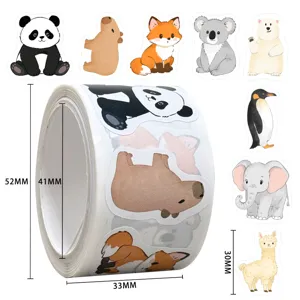 Cute cartoon animal stickers roll, waterproof reward stickers for kids and teachers craft.