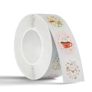 Leuke cartoon dier stickers rol, ronde kawaii beloningsstickers voor kinderen en leraren.