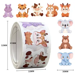 Cute animal stickers roll for kids reward kindergarten teacher motivation decor items