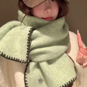 Grüner Kaschmir-Gefühl Winterschal für Damen, gemütlicher dicker warmer Strickschal.