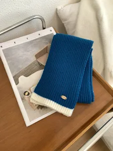 Strick Farbblock Schal Detail, kuscheliger Kunstkaschmir Halswärmer Winter Damen.