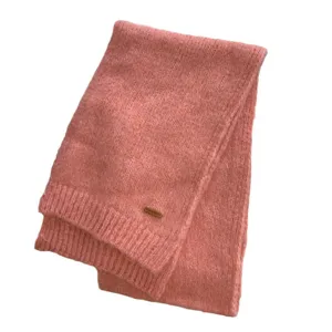 Weicher Strick Winterschal für Damen und Herren mit Lederetikett, einfarbiger warmer Schal