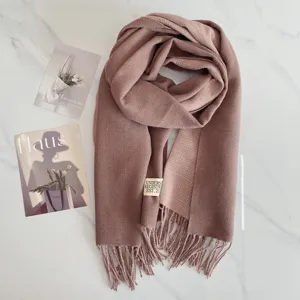 Damen Herbst Winter doppelseitige Kaschmirgefühl Quastenschal elegante warme Schal