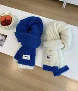 Modischer koreanischer Farbblock Woll-Strickschal fuer Damen und Herren, Winter warm