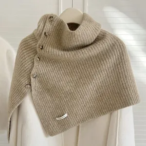 Strapazierfähiger gestrickter Woll-Umhang mit Knöpfen warmer gemütlicher Schal für Damen