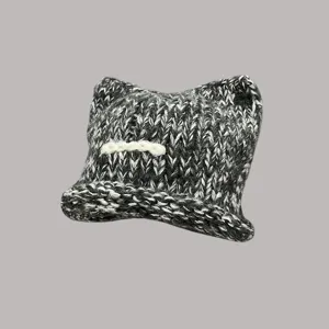 Accogliente cappello a secchiello in maglia nero bianco da donna inverno caldo simpatiche.