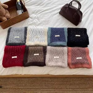 Winter fuzzy plush colorblock scarf warm thick winter neck wrap cozy fashion shawl